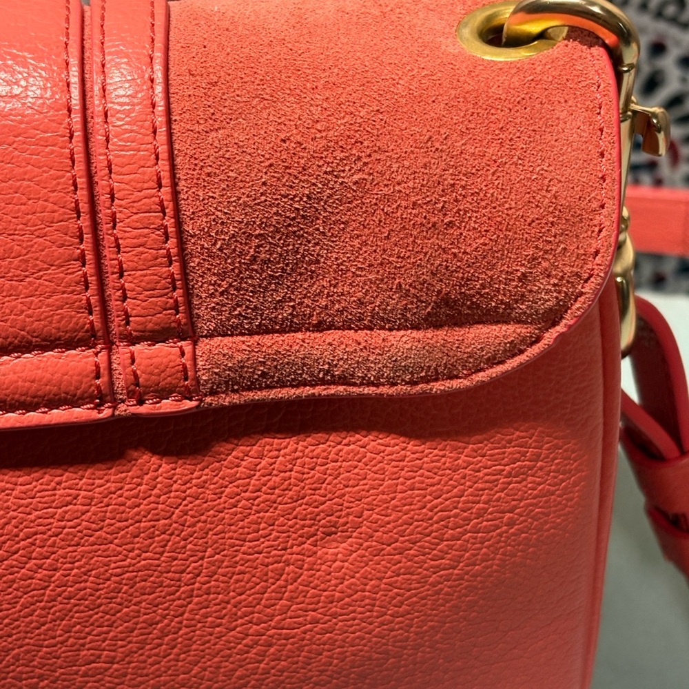 See by Chloé Hana Medium Leather & Suede Shoulder Bag - Coral Pink Boho - Picture 3 of 6